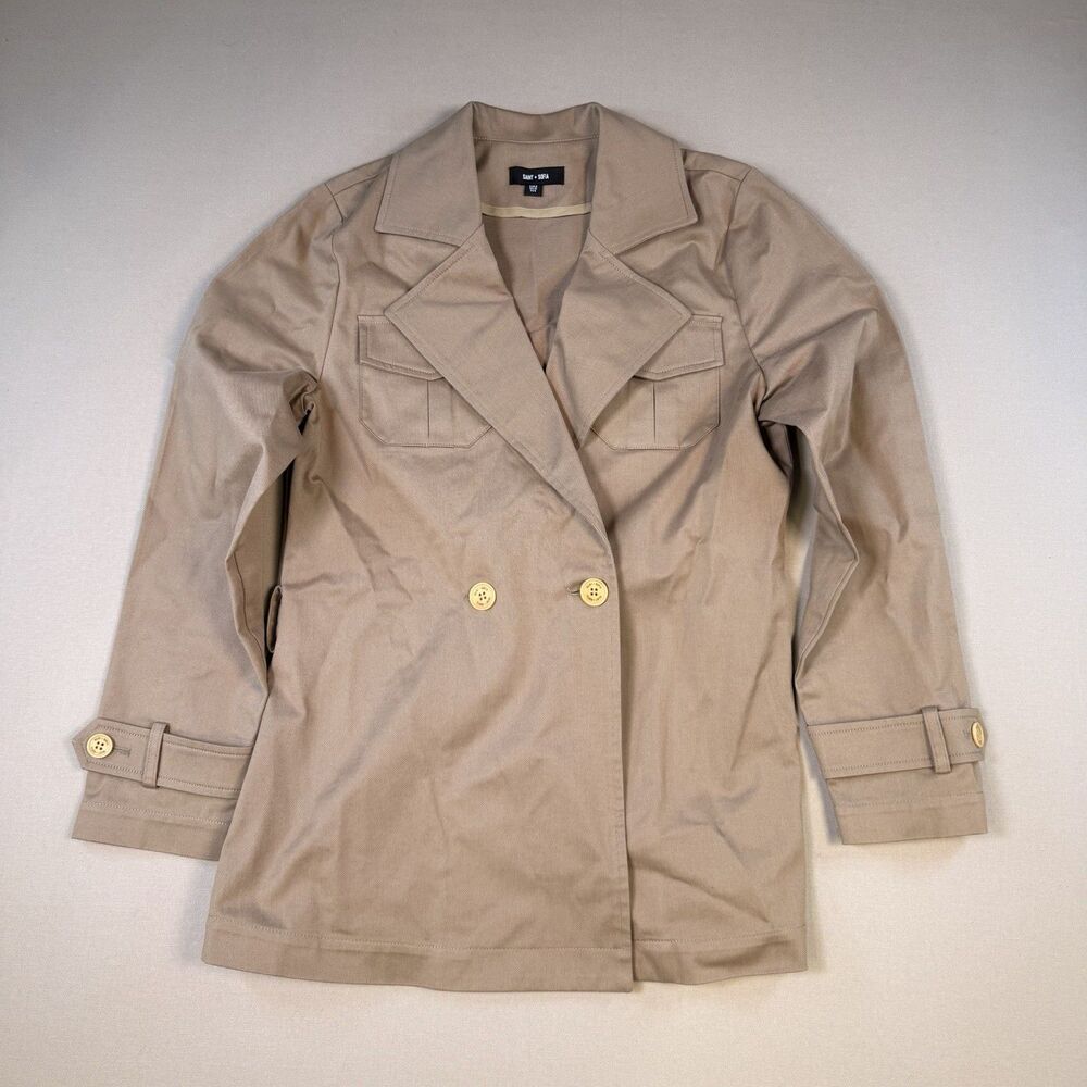 Saint + Sofia Blazer Jacket With Wood Buttons, Tan, Size 6 - NWOT Organic